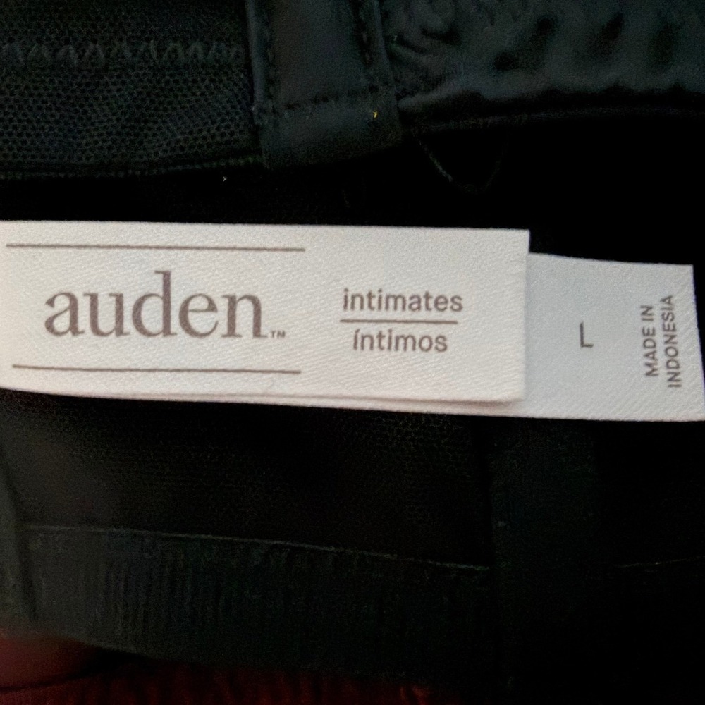 Auden Intimates Size Large Satin Longline Bustier Bra Set Black Berry Red 2562 - Picture 3 of 5